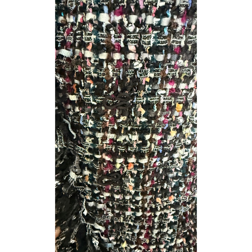 McGinn Nordstrom Metallic Tweed Fringe Asymmetrical Blazer Jacket Womens 4 - Picture 4 of 16